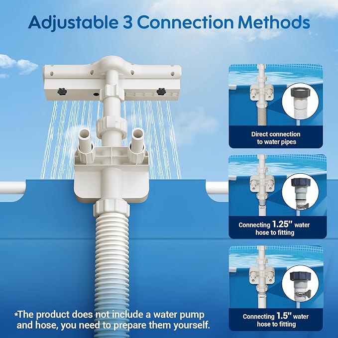 Pool Fountain for Above Ground Pools,Pool Sprinkler Fountain with Lights Upgraded 360° Adjustable Spray, Pool Waterfall Pool Accessories、Cooling & Relaxation (Beige)