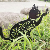 Haofy Cat Silhouette, 1 Piece of Lifelike Cat Yard Art Garden Metal Statue Decor, Hollow Decorative Stakes for Outdoor Farmhouse Pathway Lawn Decorations