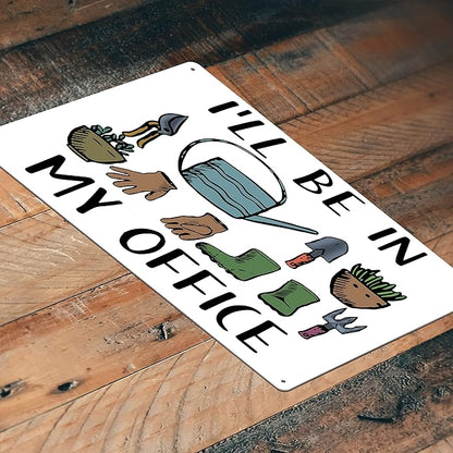 I'd Rather Be In My Office 12 X 8 Inch Metal Sign Waterproof Sunflower Garden Indoor Outdoor Patio Yard Wall Décor Plants House Home Flowerbed MS029