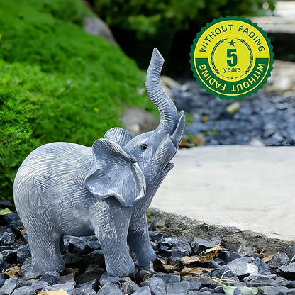 LEGIFO Garden Decor Elephant Statue Set of 3, Resin Outdoor Sculpture for Yard, Patio & Lawn - Unique White Elephant Figurines, Christmas Birthday Gift for Women, Mom, Grandma & Family
