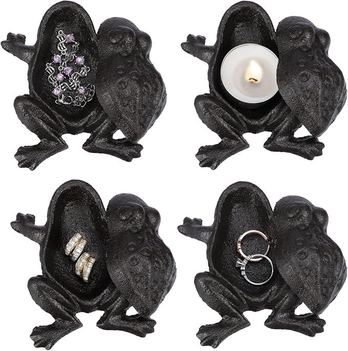 Sumnacon Spare Key Hider Outside Cute Frog Garden Decoration Secret Key Holder for Yard Porch Lawn Bushes, Heavy Cast Iron Hidden Keys Storage Vintage Outdoor Statue for Jewelry Ear Studs, Ring