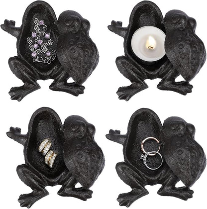 Sumnacon Spare Key Hider Outside Cute Frog Garden Decoration Secret Key Holder for Yard Porch Lawn Bushes, Heavy Cast Iron Hidden Keys Storage Vintage Outdoor Statue for Jewelry Ear Studs, Ring