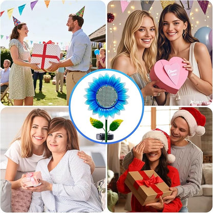 Solar Stake Lights - Blue Sunflower Decorative LED Pathway Lights, Waterproof Outdoor Solar Lights for Yard, Lawn, Patio, Walkway, Unique Birthday Gift, Housewarming Gift for Mom, Grandma, Women