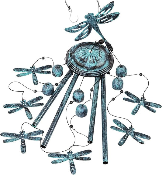 Monsiter QE Outdoors Wind Chimes with 4 Aluminum Tubes - Dragonfly S Hook, Wind Bells Hanging Decorate for Patio, Garden, Backyard or Porch