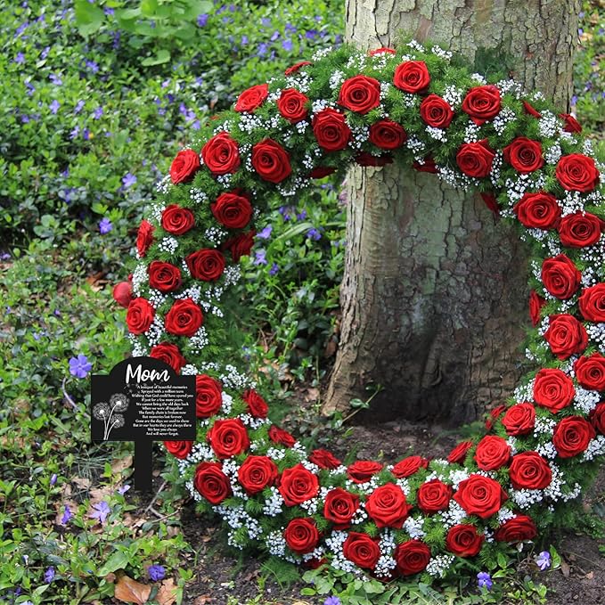 Roowest Cemetery Grave Decorations Acrylic Memorial Stakes Grave Stake Markers Sympathy Garden Plaque Waterproof Remembrance Sympathy Gift for Cemetery Graveside Outdoors Yard(Mom)