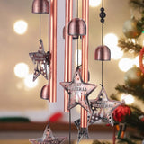 Yoption Christmas Wind Chime for Outside with Christmas Tree and Star, Handmade Metal Memorial Windchimes with S Hook for Garden Decor