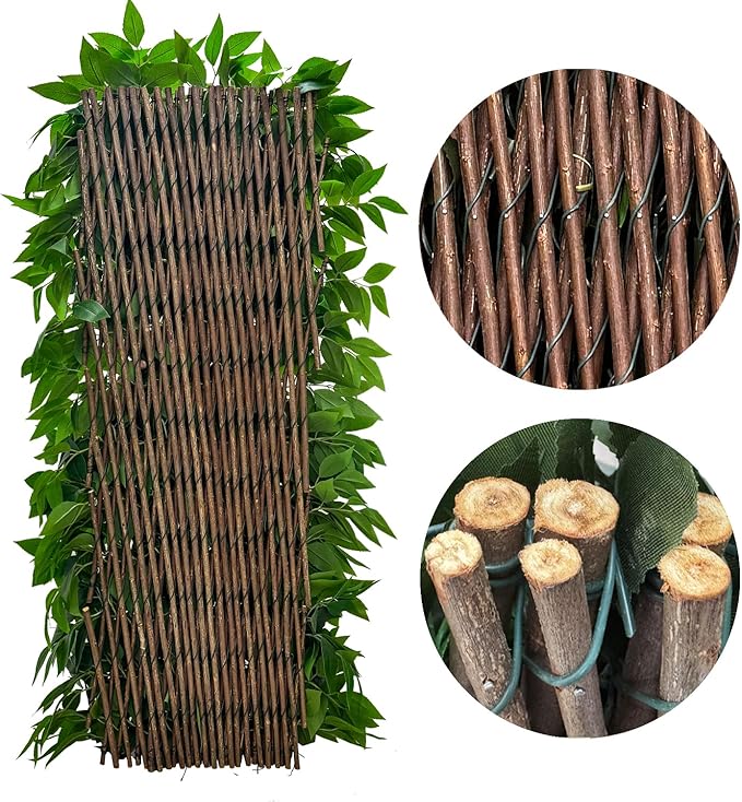 Expandable Fence Privacy Screen for Balcony Patio Outdoor,Decorative Faux Ivy Fencing Panel,Artificial Hedges (Single Sided Leaves)