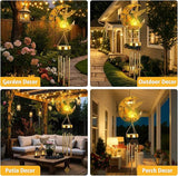 Solar Wind Chimes for Outside Hummingbird Gifts for Women Mom Grandma Sister Crackle Glass Ball Wind Chimes Solar Lights Outdoor Decor for Garden Backyard Patio Yard Porch, Mothers Gift Birthday Gifts