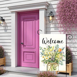 Spring Welcome Garden Flag Watercolor Wildflower Bouquet Mason Jar Floral Yard Flags Springtime Home Seasonal Bright Daisy Tulip Rustic Farmhouse House Banner Front Porch Outdoor 12×18 Inch