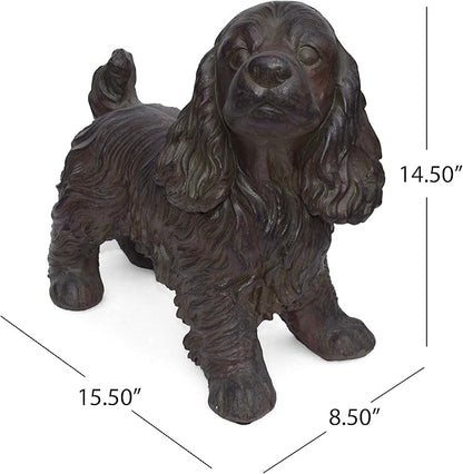 Josie Dog CAST SONE Garden Statue, Outdoor Cocker Spaniel Dog Garden Statue, Brown Finish, No Assembly Required
