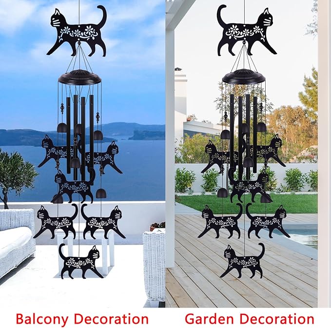 Outdoor Cats Wind Chimes Decoration, Mobile Wind Catcher, Retro Cat Wind Bells, Memorial Wind Chime, Blessing Windchime for Home, Balcony, Yard, Room, Xmas, Party, Indoor, Garden Decor, Gifts for Mom