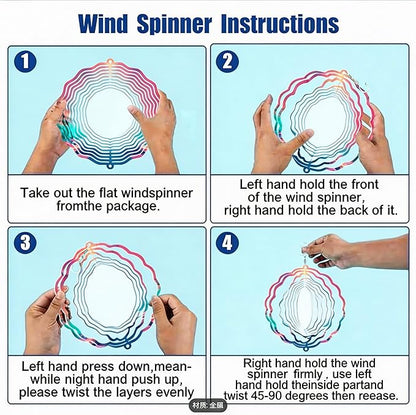 Wind Spinners Red Blue Star Swirl Art 9.8 x 9.8 Inch Metal Wind Spinner Outdoor Garden Decor Abstract Motion Illustration Decorative Wind Spinners for Yard Patio