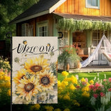 Summer Sunflower Garden Flag for Outside 12x18 Inch Double Sided Welcome Bee Vertical Seasonal Yard Flags Floral Holiday Party Yard Outdoor Decoration