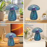 Bshine Mushroom Garden Statue Decoration, Mosaic Mushroom Sculptures Home Decor, Outdoor Waterproof Handmade Glass for Yard, Path, Lawn Ornaments and Indoor Decor, Blue