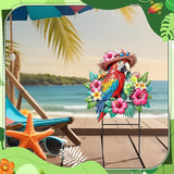 Amyhill Summer Outdoor Decor Tropical Parrot Metal Garden Stakes 25 Inch Jungle Leaves Floral Welcome Yard Signs Decorations Decorative Garden Stakes for Patio Lawn Walkway Backyard Porch Decorations