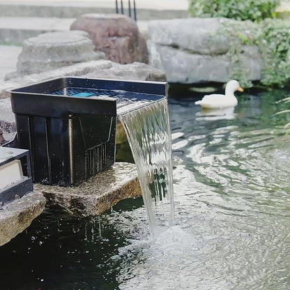 NFESOLAR Pond Waterfall Spillway Kit, Includes Waterfall Box, Filter Media, 1200GPH Water Pump and 10 FT Corrugated Tubing, for Ponds and Streams up to 3,000 Gallons N4332
