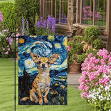 BlissYard Chihuahua Garden Flag 12x18 Double Sided Flag Starry Night Garden Flag Holiday Seasonal Yard Flag for Outside Welcome Porch Yard Patio Yard Banner