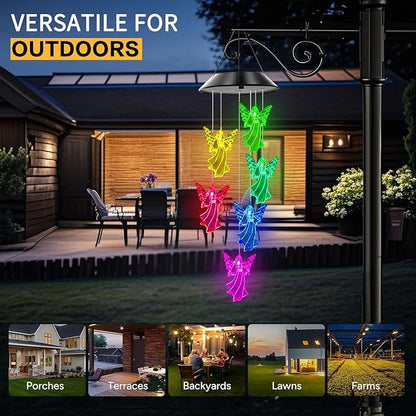 Angel Solar Wind Chimes, Angel Wind Chimes for Outside,Best Gifts for Mom Grandma Women Wife Aunt Sister, Unique Mobile Wind Chime, Garden Yard Decor