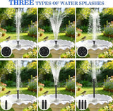 2.5W Solar Water Pump with 3 Spray Nozzles, 3.94FT Tubing, 9.85FT Power Cable, DIY Solar Water Fountain for Garden, Yard, Water Feature