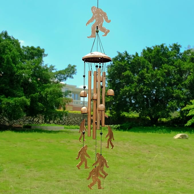 GDNSFIT Bigfoot Wind Chimes for Outside, Metal Windchimes Outdoors, Bigfoot Gifts for Women/Men, Memorial/Birthday Gifts, Garden Decor for Outside, Patio or Yard, Durable Chimes for Outdoors