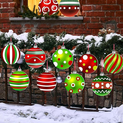 Rtteri 30 Pcs Christmas Outdoor Yard Ornaments 4.9 Inch Double Sided Lawn Decorations Red Green Christmas Hanging Ornaments Plastic Holiday Decorations for Xmas Home Yard Tree Porch Decor