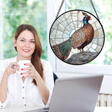 CHATYOUNG Stained Glass Window Hanging Peacock 7.8" - Birds Suncatcher Door Garden Home Decor and Christmas Valentine for Grandma Nana Mom Women Wife Men Bird Lovers