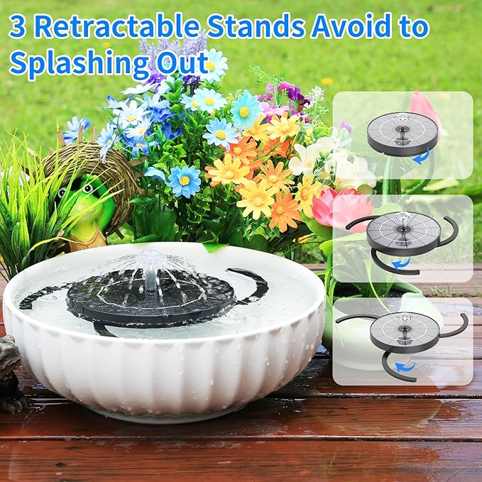 AISITIN 3.5W Solar Water Fountain with Storage & Integrated Bracket, Floating Solar Fountain Pump with Nozzles for Bird Bath, Garden, Pond, Pool, Aquarium and Outdoor