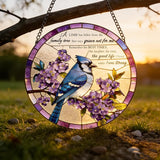 Stained Glass Window Hanging 7.8 in Memorial Ornaments with Poem Sympathy Gifts for Loss of Loved One Sun Catchers Indoor Window Bird Ornaments Suncatcher Decor
