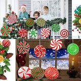 Rtteri 30 Pieces Christmas Candy Yard Hanging 6 Inch Double Sided Lawn Decorations Outdoor Christmas Hanging Ornaments Plastic Outdoor Holiday Decorations for Xmas Tree Home Lawn Porch Yard Decor