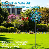 Decoroca Large Outdoor Metal Wind Spinners - Wind Sculptures & Spinners for Yard Patio Lawn Garden Decorations, Windmill Outdoor Clearance with Stable Metal Stake(Blue&Green Rotating)