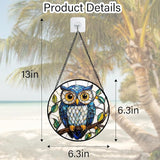 DASTOLL Stained Glass Window Hanging, Owl Gifts for Women Sun Catchers Diamond Glass Panel Hangings Birds Suncatcher Decor for Birthday for Women, Men, Wife, Aunt, and Mom 6.3 in