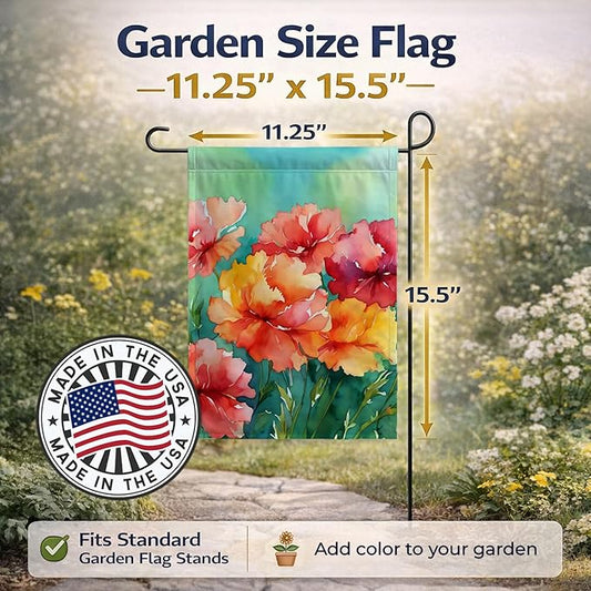 Caroline's Treasures Ohio Scarlet Carnations in Watercolor Garden Flag Mailbox Flag Decorative Yard Flag Banner Outside Patio Artwork Yard Flower Beds, Garden Size, Multicolor