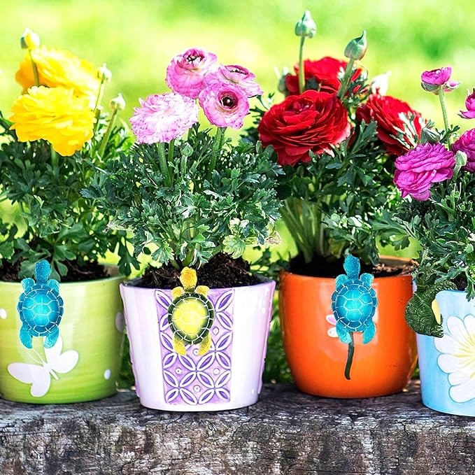 4 Pcs Resin Turtle Planter Decorations Hanging Tortoise Figurine Plant Pot Hanger Statue for Indoor Outdoor Garden Patio Balcony Bonsai Succulent Flower Pot Ornaments