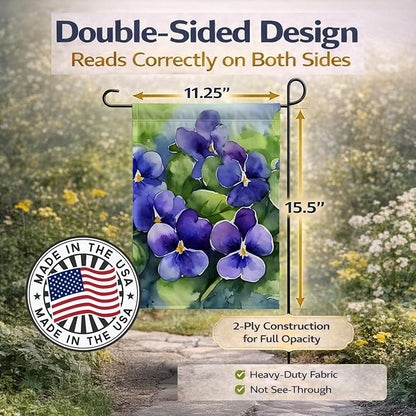 Caroline's Treasures Rhode Island Violets in Watercolor Garden Flag Mailbox Flag Decorative Yard Flag Banner Outside Patio Artwork Yard Flower Beds, Garden Size, Multicolor