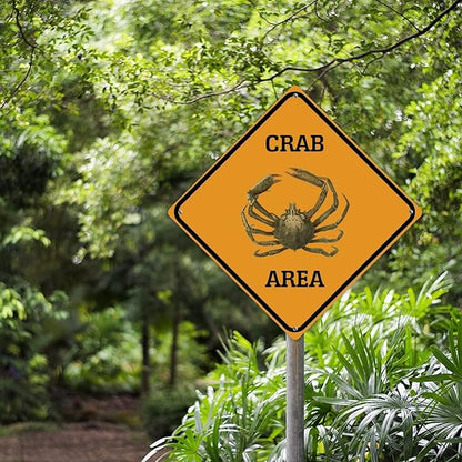 Caution Crab Crossing XING Tin Sign Crab Area Warning Street Sign Ocean Animal Novelty Caution Road Sign for Outdoor Home Driveway Garden Yard Park 15x15in