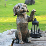 Statue Garden Dog with Solar Lantern - Ideal Gifts for Outdoor Patio, Figurine for Year Dogs – Gift for Mom, Grandma, Dog Lovers,Birthdays Housewarming Present