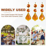 M METERXITY 10PCS Crystal Suncatcher 2 Leaves Prisms Pendants Ornament, 38mm Chandelier Hanging Crystal Sun Catcher Beads for Home Garden Windows Wedding DIY Decoration [Amber]