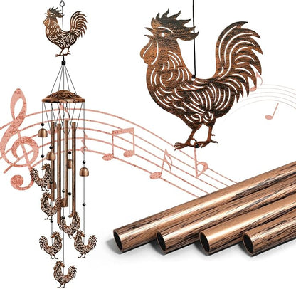 Rooster Wind Chimes for Outside, Rooster Gifts for Women/Men/Mother/Father, Metal Windchimes for Birthday/Christmas/Thanksgiving, Chicken Decor for Patio, Garden,Yard, Home, Porch