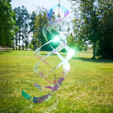 In the Breeze 9155 — Iridescent Mylar Spin Quartet with Crystal — Suncatcher Wind Spinner for Yards and Gardens with Plastic Crystal, Humane Animal Deterrent…
