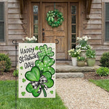 CROWNED BEAUTY St Patricks Day Garden Flag Shamrocks Clover 12x18 Inch Double Sided Green Holiday Decoration for Outdoor Lawn Yard CF1928-12