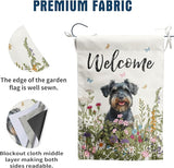 Floral Schnauzer Garden Flag Spring Summer House Flags 28 x 40 Double Sided Flower Dog Yard Flags for Outside Large Outdoor Welcome Flags