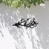 CREATCABIN Birds on Branch Metal Wall Decor Metal Branch Wall Art Decor Black Leaves with Birds Laser Cut Hanging Ornament Decoration Sculpture Minimalist Gift for Bedroom Home 11.8x5Inch
