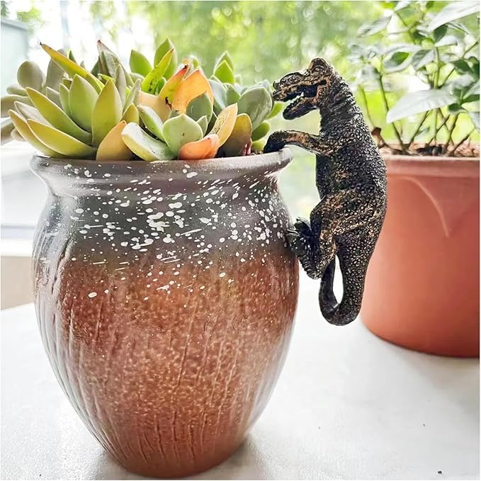 Mini Resin Dinosaurs, Dinosaur Garden Statues, Flower Pot Plant Decoration, Fairy Garden Accessories, for Family or Friends, It Can Make Your Flowerpot More Vibrant (Tyrannosaurus Rex)