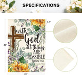 AVOIN colorlife Sunflower Spring Summer House Flag 28x40 Inch Double Sided Outside, With God All Things Are Possible Floral Yard Outdoor Decoration