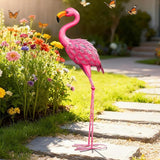 Pink Flamingo Garden Statue Outdoor Decoration, Metal Yard Art Lawn Ornament, Suitable for Backyard Pond, Patio, Porch Outdoor Decor (Large Size)