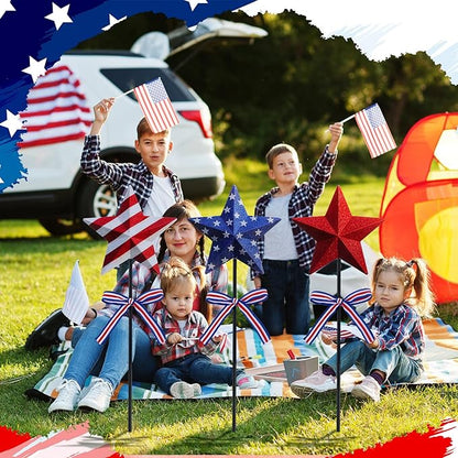 Amyhill 4th of July Decorations, 3 Pack Patriotic Star Garden Stakes, Glitter 250th Anniversary Red White Blue Metal Yard Signs with Stakes, Outdoor Decor for Patio Lawn Walkway