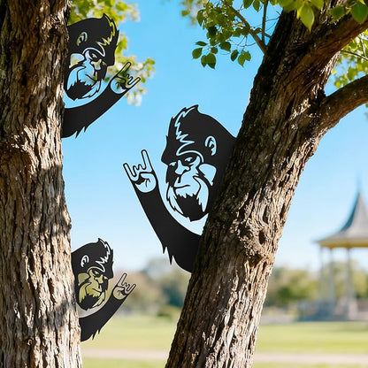 Bigfoot Yard Decor, 11.8 * 7.5” Big Foot Sasquatch Gifts, Bigfoot Metal Victory Sign Gift, Sasquatch Metal Wall Art, Humorous decor for garden, Multiple Styles and Sizes, Easy Aseembly
