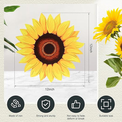 Tandefio 3 Pcs Sunflower Stepping Stones for Garden 12 Inch Decorative Stepping Stones Outdoor Heavy Duty Walkway Iron Pavers for Garden Decor Indoor Outdoor Patio Yard, Yellow Sunflower