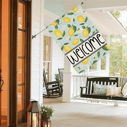 AVOIN colorlife Summer Lemon House Flag 28x40 Inch Double Sided Outside, Welcome Seasonal Yard Outdoor Flag