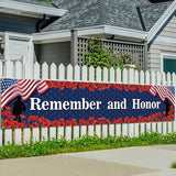 Rvsticty Memorial Day Decorations Remember and Honor Banner for Fence Yard Lawn Red White Blue Independence Day Decor 4th of July Memorial Day Decorations and Supplies for Home Party